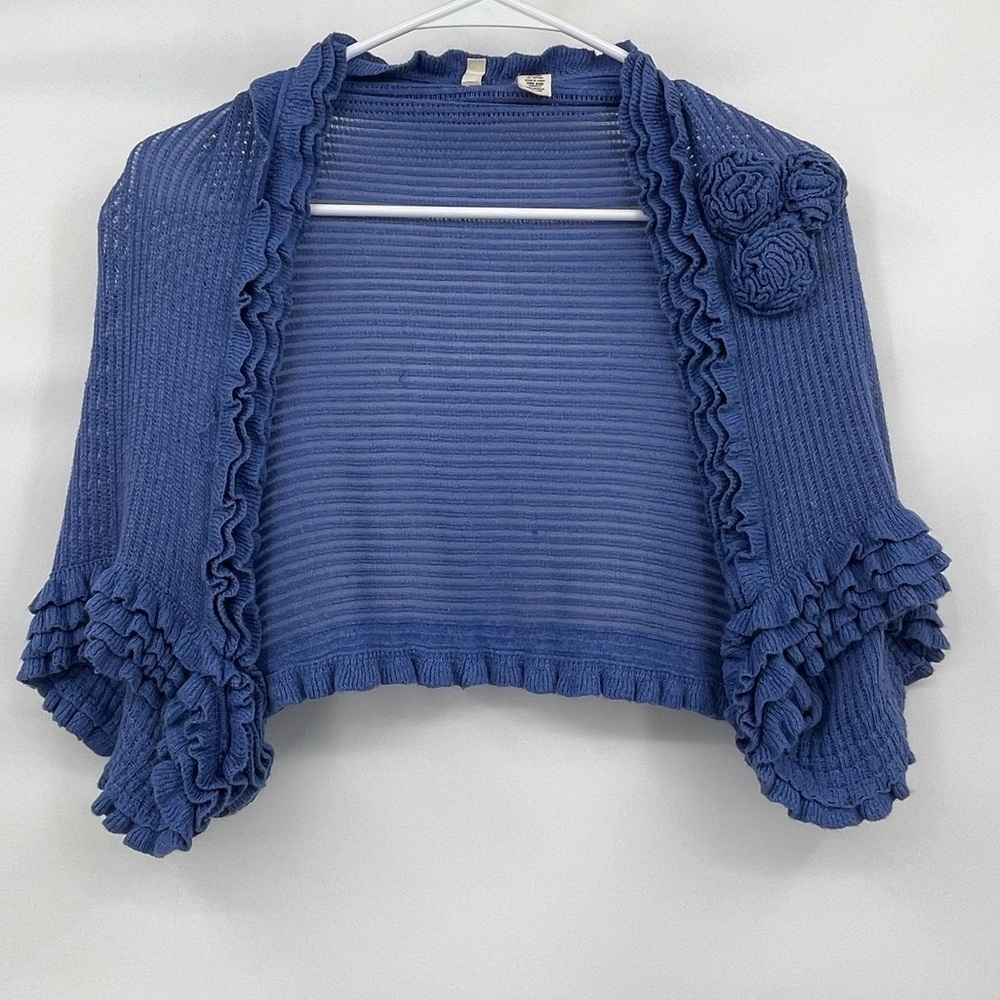 Moth blue knit linen blend shrug sweater cover up